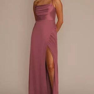 David’s Bridal Chianti Stretch Charmeuse Cowl Neck Dress